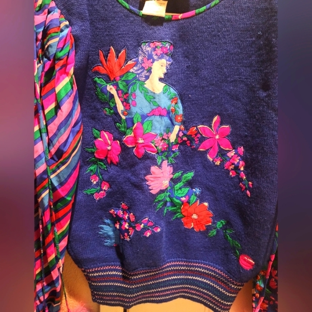 Vintage Diane Fres "Persephone's Trip" Wool Blend Patterned Top SZ  S / M RARE - Picture 3 of 14